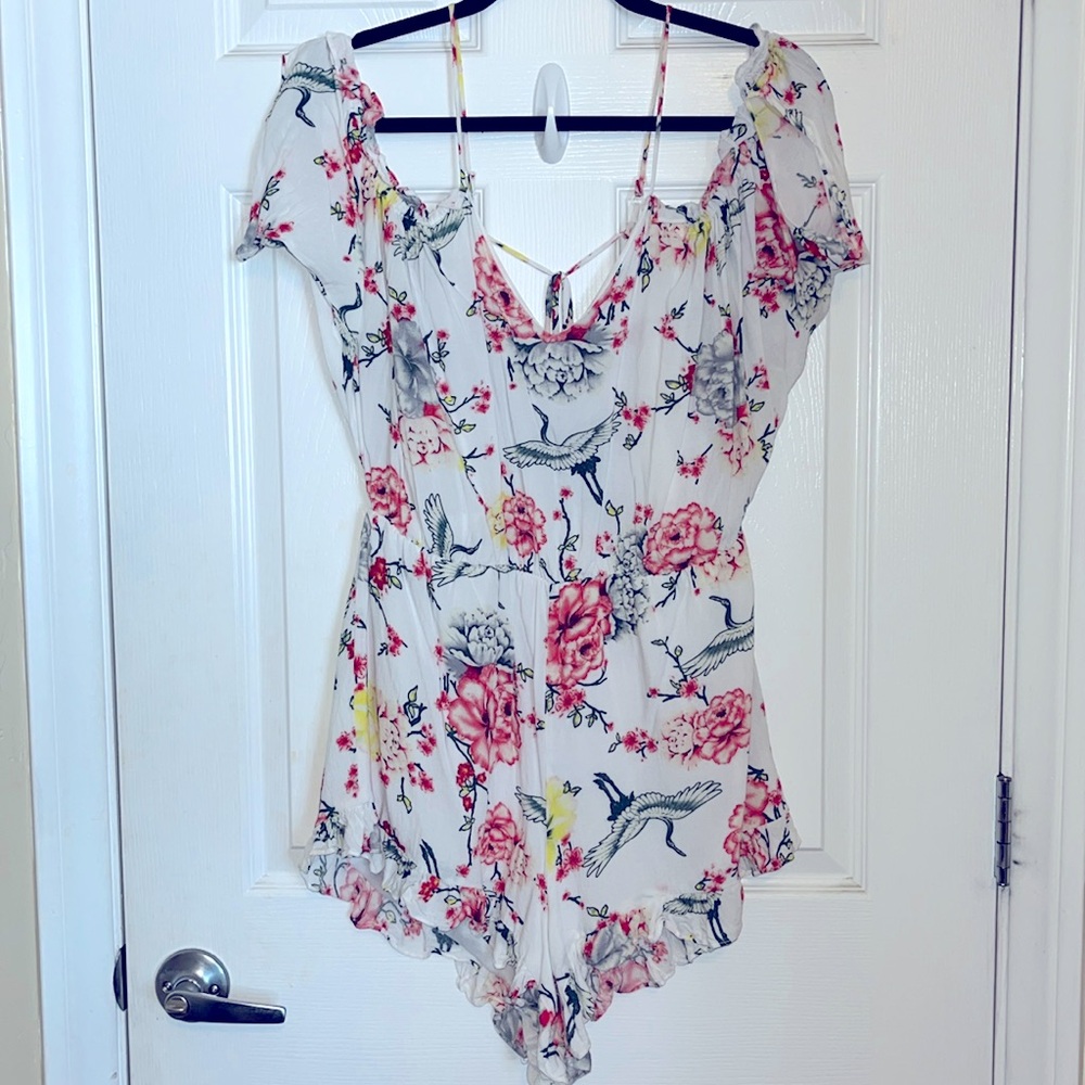 Off The Shoulder Tropical Romper